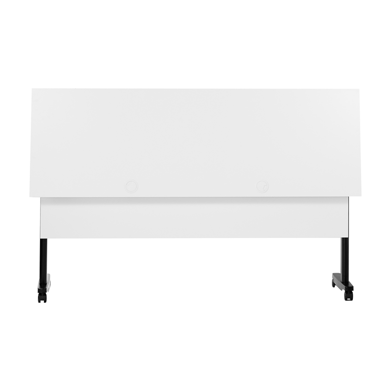 Pemberly Row Nesting Flip Training Table with Steel Frame & T-Legs - White/Black