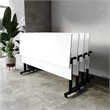 Pemberly Row Nesting Flip Training Table with Steel Frame & T-Legs - White/Black