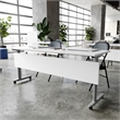 Pemberly Row Nesting Flip Training Table with Steel Frame & T-Legs in White/Gray
