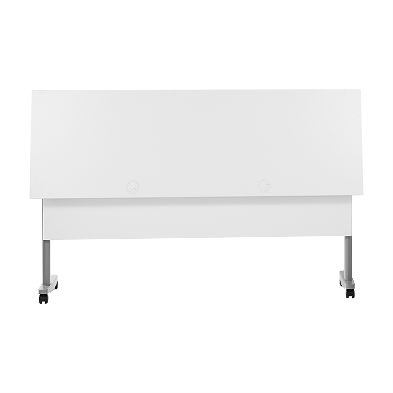 Pemberly Row Nesting Flip Training Table with Steel Frame & T-Legs in White/Gray
