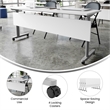 Pemberly Row Nesting Flip Training Table with Steel Frame & T-Legs in White/Gray