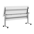 Pemberly Row Nesting Flip Training Table with Steel Frame & T-Legs in White/Gray