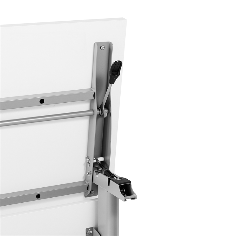 Pemberly Row Nesting Flip Training Table with Steel Frame & T-Legs in White/Gray