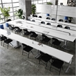 Pemberly Row Nesting Flip Training Table with Steel Frame & T-Legs in White/Gray