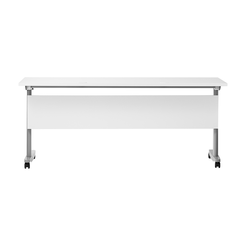 Pemberly Row Nesting Flip Training Table with Steel Frame & T-Legs in White/Gray
