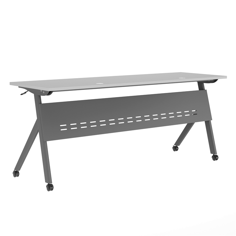 Pemberly Row Nesting Flip Training Table with Steel Frame and Y-Legs in Gray