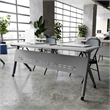 Pemberly Row Nesting Flip Training Table with Steel Frame and Y-Legs in Gray