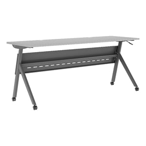 Pemberly Row Nesting Flip Training Table with Steel Frame and Y-Legs in Gray