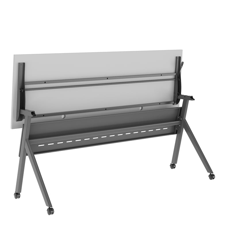 Pemberly Row Nesting Flip Training Table with Steel Frame and Y-Legs in Gray