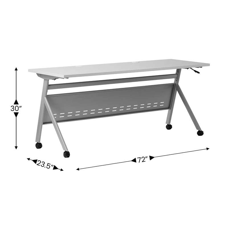 Pemberly Row Nesting Flip Training Table with Steel Frame and Y-Legs in Gray