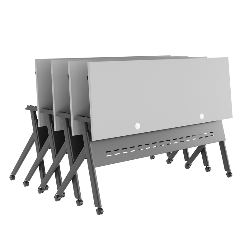 Pemberly Row Nesting Flip Training Table with Steel Frame and Y-Legs in Gray