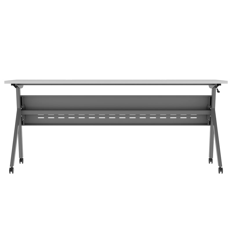Pemberly Row Nesting Flip Training Table with Steel Frame and Y-Legs in Gray