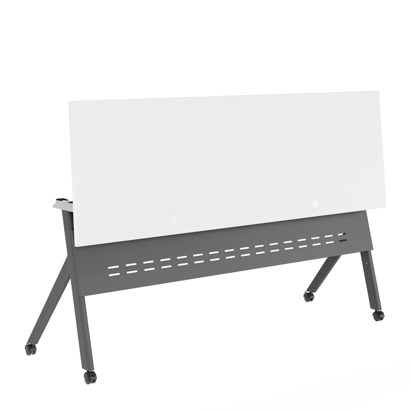 Pemberly Row Nesting Flip Training Table with Steel Frame & Y-Legs in White/Gray