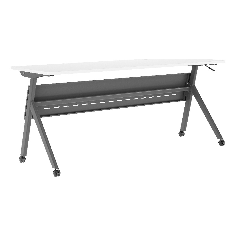 Pemberly Row Nesting Flip Training Table with Steel Frame & Y-Legs in White/Gray