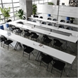 Pemberly Row Nesting Flip Training Table with Steel Frame & Y-Legs in White/Gray