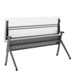 Pemberly Row Nesting Flip Training Table with Steel Frame & Y-Legs in White/Gray