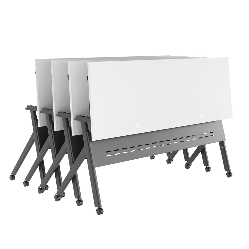 Pemberly Row Nesting Flip Training Table with Steel Frame & Y-Legs in White/Gray