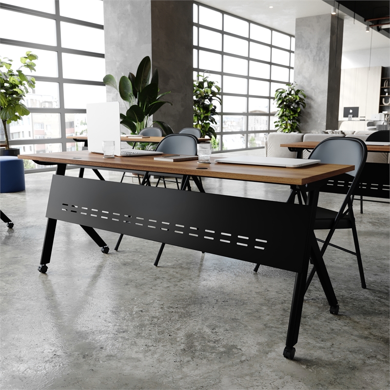 Pemberly Row Nesting Flip Training Table with Steel Frame and Y-Legs