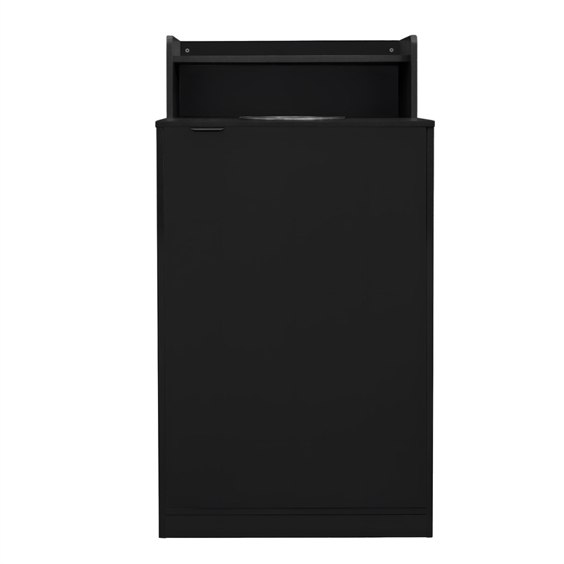 Pemberly Row 32 Gallon Wood Tray Top Trash Enclosure with Drop Hole in Black