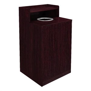 Pemberly Row 32 Gallon Wood Tray Top Trash Enclosure with Drop Hole in Mahogany