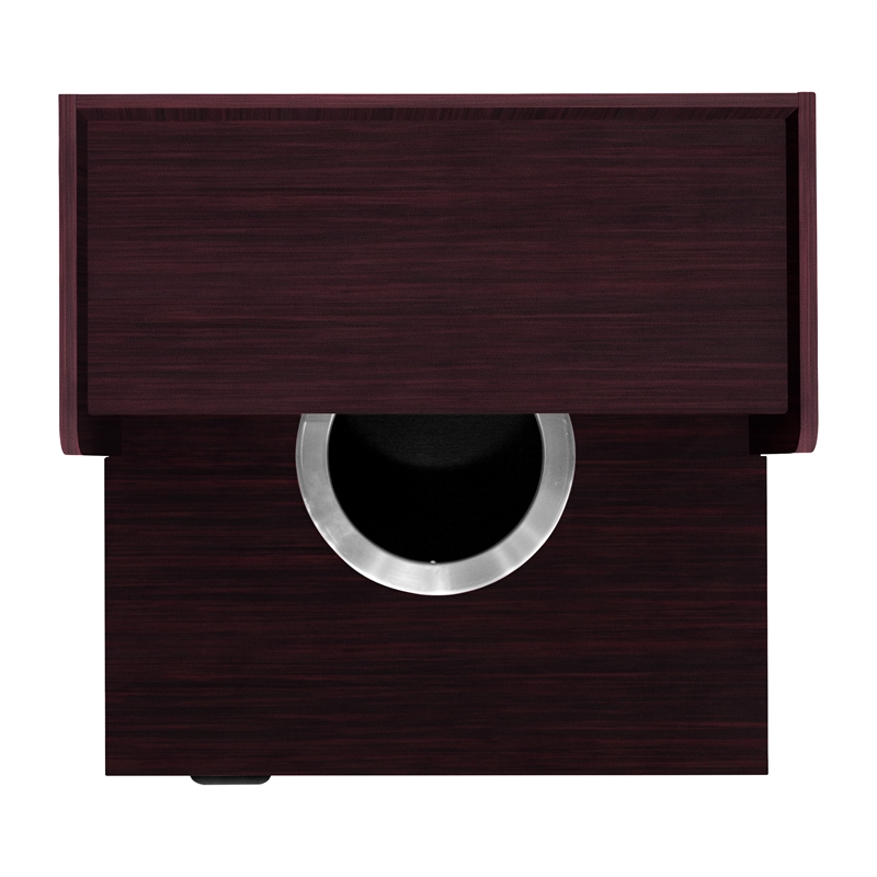 Pemberly Row 32 Gallon Wood Tray Top Trash Enclosure with Drop Hole in Mahogany