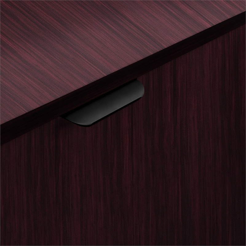 Pemberly Row 32 Gallon Wood Tray Top Trash Enclosure with Drop Hole in Mahogany