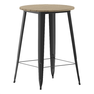 Pemberly Row 30&quot Poly Bar Top Restaurant Table with Steel Frame in Brown/Black