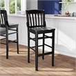 Pemberly Row School House Back Black Wood Restaurant Barstool with Footrest