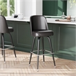 Pemberly Row Metal Bar Stool with Swivel Bucket Seat and Footrest in Dark Brown