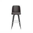 Pemberly Row Metal Bar Stool with Swivel Bucket Seat and Footrest in Dark Brown
