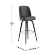 Pemberly Row Metal Bar Stool with Swivel Bucket Seat and Footrest in Dark Brown