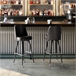 Pemberly Row Metal Bar Stool with Swivel Bucket Seat and Footrest in Dark Brown
