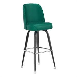 Pemberly Row Metal Bar Stool with Swivel Bucket Seat and Footrest in Green