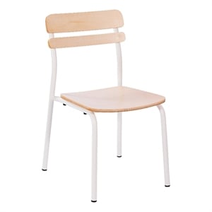 Pemberly Row Solid Wood Dining Chair with White Frame in Antique White