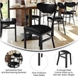 Pemberly Row Metal Dining Chair with Seat and Boomerang Back in Black