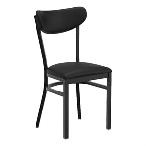 Pemberly Row Metal Dining Chair with Seat and Boomerang Back in Black