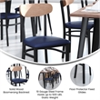Pemberly Row Metal Dining Chair with Seat & Wood Boomerang Back in Blue/Natural