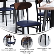 Pemberly Row Metal Dining Chair with Seat and Wood Boomerang Back in Blue/Walnut