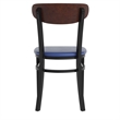 Pemberly Row Metal Dining Chair with Seat and Wood Boomerang Back in Blue/Walnut