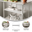 Pemberly Row Galvanized Steel Adjustable Add-On Work Table Lower Shelf