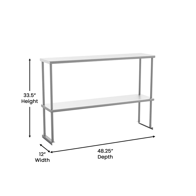 Pemberly Row NSF Certified Stainless Steel Kitchen Double Overshelf