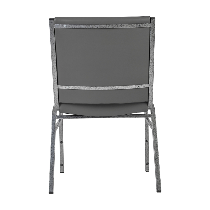Pemberly Row Heavy Duty Gray Vinyl Padded Stack Chair with 550 lb Capacity