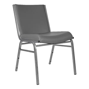 Pemberly Row Heavy Duty Gray Vinyl Padded Stack Chair with 550 lb Capacity