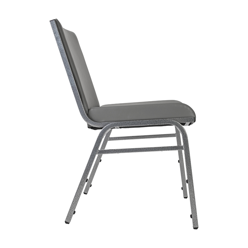 Pemberly Row Heavy Duty Gray Vinyl Padded Stack Chair with 550 lb Capacity