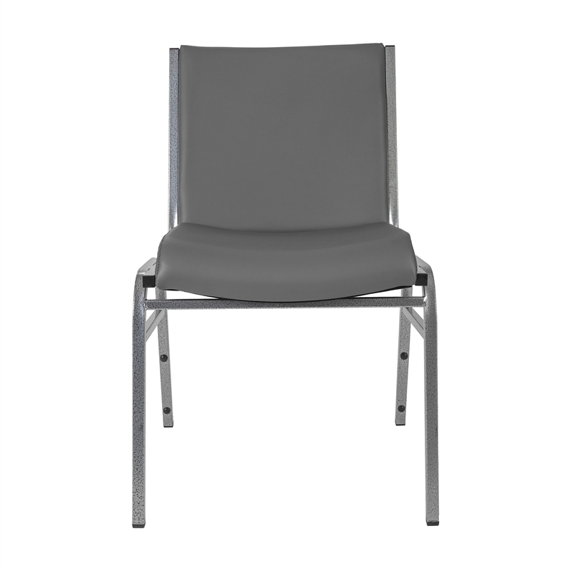 Pemberly Row Heavy Duty Gray Vinyl Padded Stack Chair with 550 lb Capacity