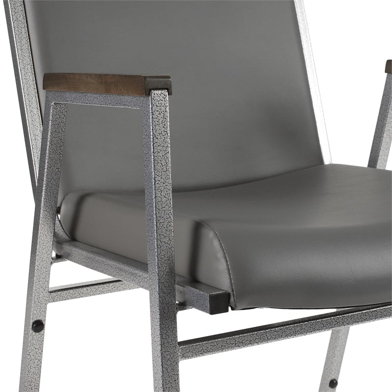 Pemberly Row Heavy Duty Gray Vinyl Padded Stack Chair with 550 lb Capacity
