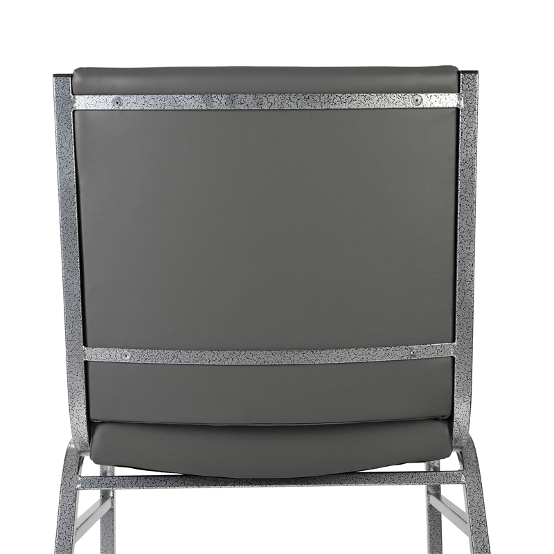 Pemberly Row Heavy Duty Gray Vinyl Padded Stack Chair with 550 lb Capacity