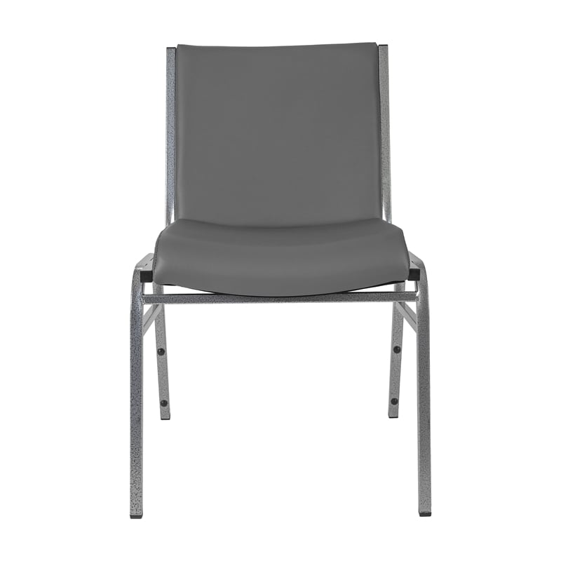 Pemberly Row Heavy Duty Gray Vinyl Padded Stack Chair with 550 lb Capacity