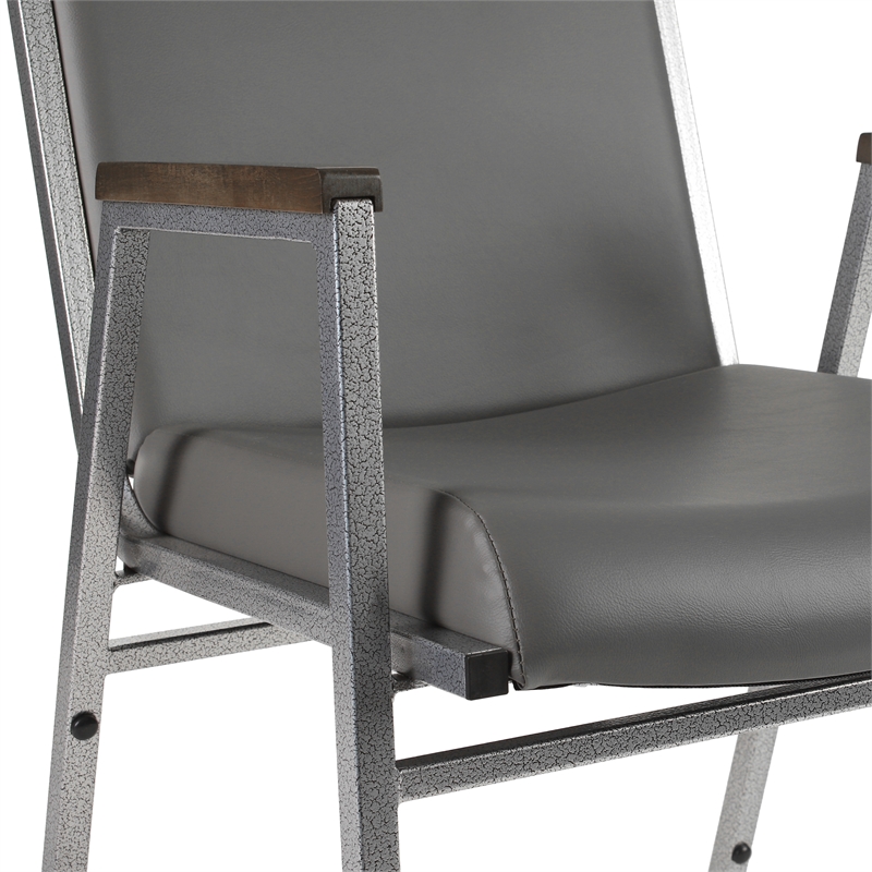 Pemberly Row Heavy Duty Gray Vinyl Padded Stack Chair with 550 lb Capacity