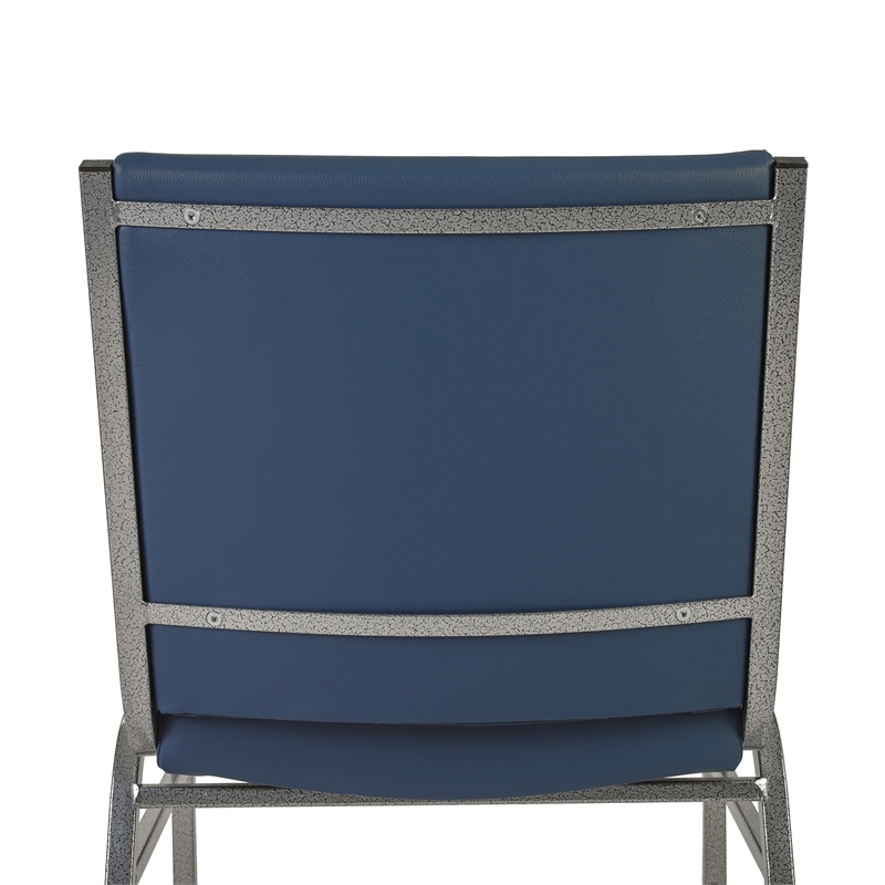 Pemberly Row Heavy Duty Navy Vinyl Padded Stack Chair with 550 lb Capacity